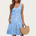 thumbnail image 5 of Ovzne Robes Grande Taille pour Femmes aux Formes Robe Femme Robe Décontractée pour Femme Dégradé Sans Manches Col Ras du Cou Robe Imprimée Robe de Printemps Imprimée Liquidation, 5 of 5