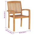 thumbnail image 4 of vidaXL Stacking Garden Chairs with Cushions 6 pcs Solid Teak Wood, 4 of 5
