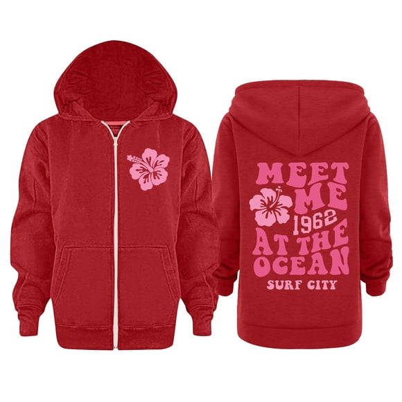AJIWYH Kids Clothing Baby Kids Long Sleeve Letter Printed Hoodie Zipper Up Sweatshirts Children Unisex Soft Coat Blouse With Pocket Hoodies for Girls 10-12 Red,9-10 Years