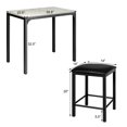 thumbnail image 4 of Patiojoy 3 Pieces Counter Height Table Set 2 Chairs Bar Dining Room Faux Marble White, 4 of 8