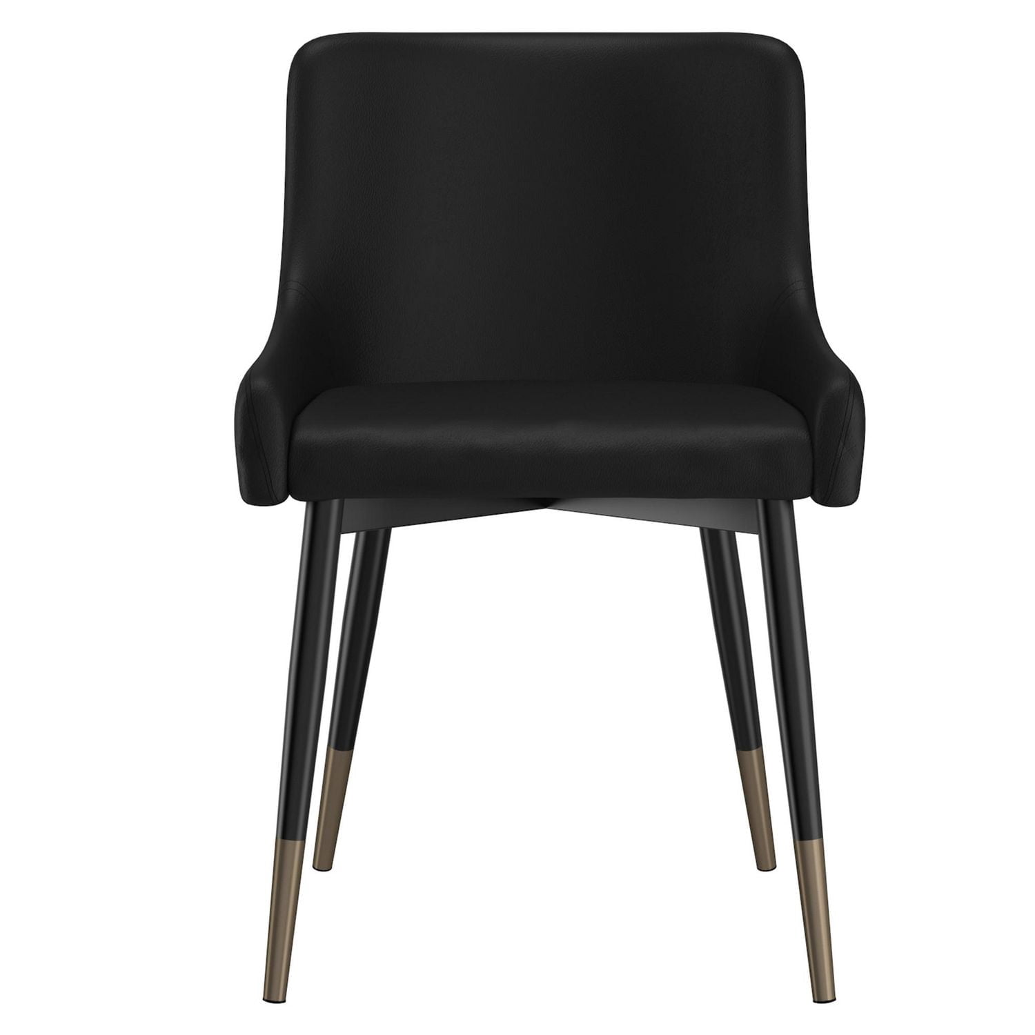 Ensemble de 2 chaises d’appoint modernes en similicuir et en métal, noir