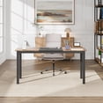 thumbnail image 2 of 63 Inch Modern Office Computer Desk - Sturdy Black Metal Frame, Large Workstation for Home, Study & Gaming, Multipurpose Table for Conference or Dining, Black + Classic Color, Width 60cm, 2 of 8