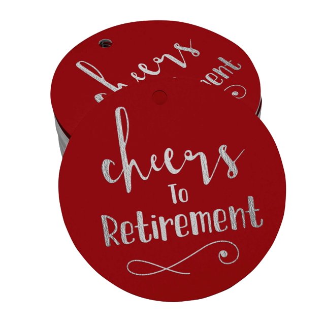 Inkdotpot Pack Of 100 Cheers To Retirement Favor Paper Tags Craft Real Silver Foil Hang Tags