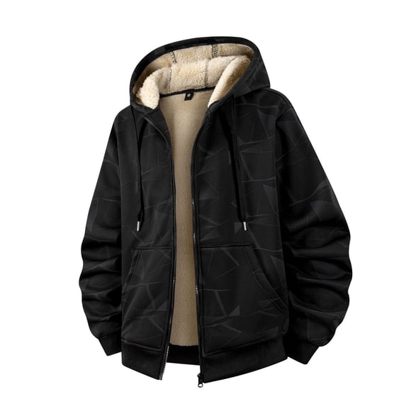 Yaoyar Men's Sherpa Lined Hoodie Jacket Winter Warm Heavy Weight Zip Up Hooded Sweatshirt Thick Fleece Coats