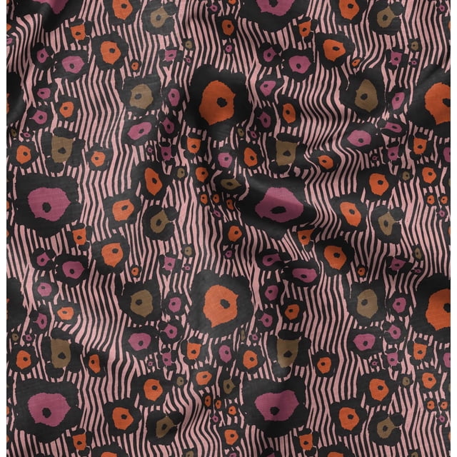 Soimoi Orange Poly Georgette Fabric Wild Animal Skin Printed Fabric 1 Yard 52 Inch Wide