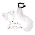 thumbnail image 2 of Ensemble 3x Oreilles et Queue en Peluche Couvre-Chef Col Ras-du-Cou Ensemble Blanc, 2 of 8