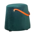 thumbnail image 4 of Abbracc Portable Round Ottoman Changing Shoes Stool Bench with Handle Space-Saving Solid Dark Green, 4 of 9