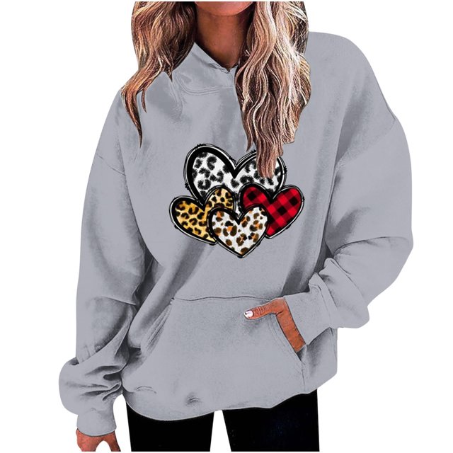 Birdeem Chandails à Capuchon et Chandails pour Femmes, Mode Décontractée, Saint-Valentin, Imprimés, Manches Longues