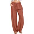 thumbnail image 1 of Timegard Wide Leg Pants for Women Elastic Waisted Drawstring Lightweight Casual Loose Pants with Pockets, 1 of 6