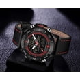 thumbnail image 5 of Men's Dual Time Watches Analog Digital Backlight Sport Casual Waterproof Wrist Watch Blue Leather Band, 5 of 5