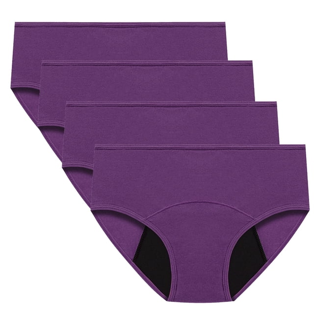 Culottes Menstruelles Étanches pour Femmes, Réutilisables, Confortables, Taille Mi-Haute, Hipster, Lot de 4