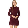 thumbnail image 1 of INSPIRE CHIC Women's Floral Print Lace Ruffle Crew Neck Casual Mini Dress, 1 of 6