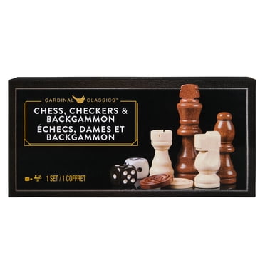 Spin Master Games, Cardinal Classics, Coffret échecs, dames et backgammon, Exclusivité Walmart, Jeux classiques 3 en 1 pour une soirée jeux en famille, 2 joueurs, à partir de 8 ans