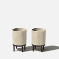 thumbnail image 1 of Veradek Mason Series Raised Demi 12" Plastic-Stone Planter with Stand - 2-Pack Sand/Black, 1 of 10