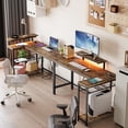 thumbnail image 4 of Bestier 58" Gaming Desk with LED Lights L Shaped Computer Desk with Power Outlet & Monitor Stand in Carbon Fiber Adults, 4 of 9
