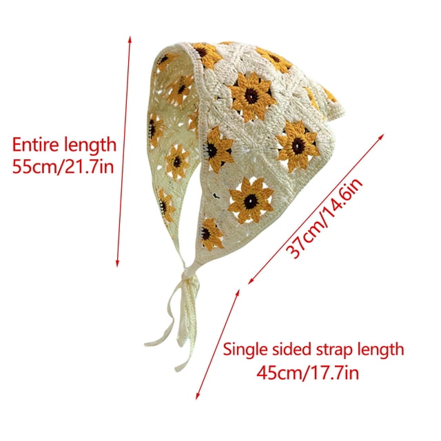 Birdeem Hand Crocheted Hook Flower Hollowed Out Triangular Scarf Sweet and Cute Tie Hair Turban Hat