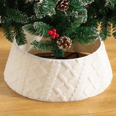 UsTZtai Christmas Tree Skirt Plush, Holiday Tree Collar for Gift Storage, Festive Surrounding Decoration for Christmas Party