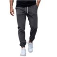 thumbnail image 2 of Ceisia Men Solid Color Loose Casual Pants Elastic Waist Drawstring Sports Gift Work Trousers, 2 of 8