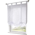 thumbnail image 1 of Store Romain avec Ruban Brodé Rideaux Romains Voilage Transparent à Pattes Rideau, Polyester, Baie, LxH (Blanc,120*140cm), 1 of 3