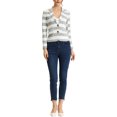 thumbnail image 2 of INSPIRE CHIC Women's Notched Lapel Long Sleeves Button Striped Blazer Light Grey L, 2 of 6