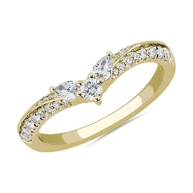 0.30 Carat Excellent Pear Shape Genuine Diamond Latest Design Engagement Eternity Band for Ladies Solid 18K Yellow Gold Size 7.5