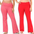 thumbnail image 1 of CHUANK Womens & Plus Stretch Cotton Fold-Over High Waist Bootcut Workout Flared Yoga Pants, 1 of 4