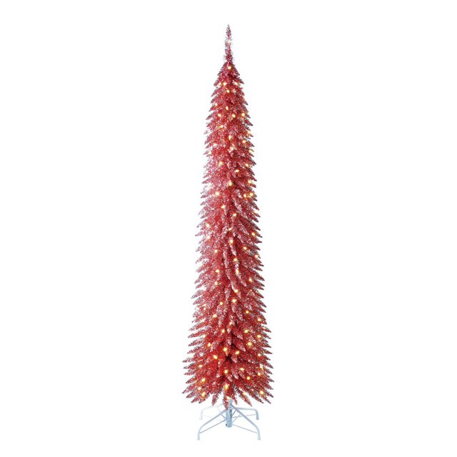 Home Heritage 7' 150 LED Pre-Lit Artificial Christmas Tinsel Tree, Pink
