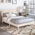 thumbnail image 2 of Costway Queen Size Upholstered Bed Frame with Elastic Pockets Mattress Foundation Beige, 2 of 10