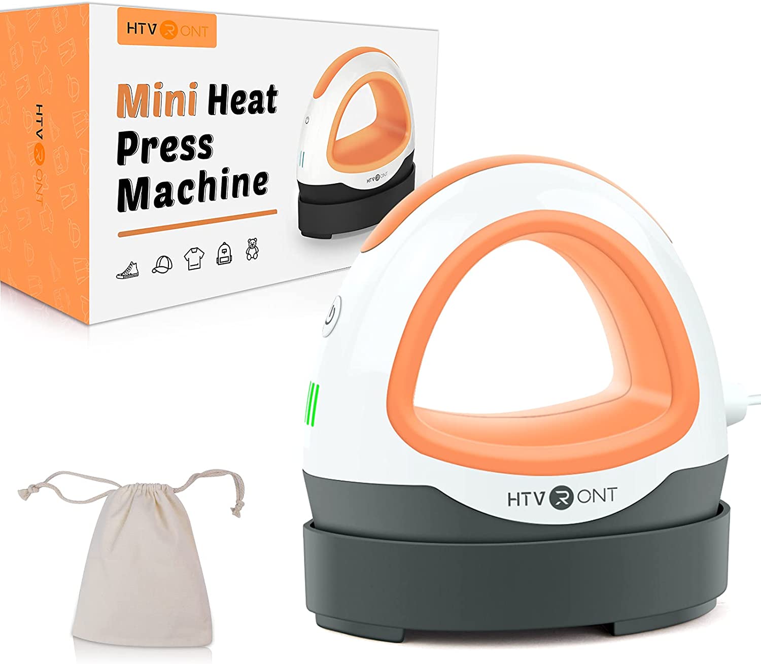 HTVRONT Mini Presse à Chaud pour Projets Vinyle HTV Petite Presse à Repasser pour Transfert de Chaleur (Orange)