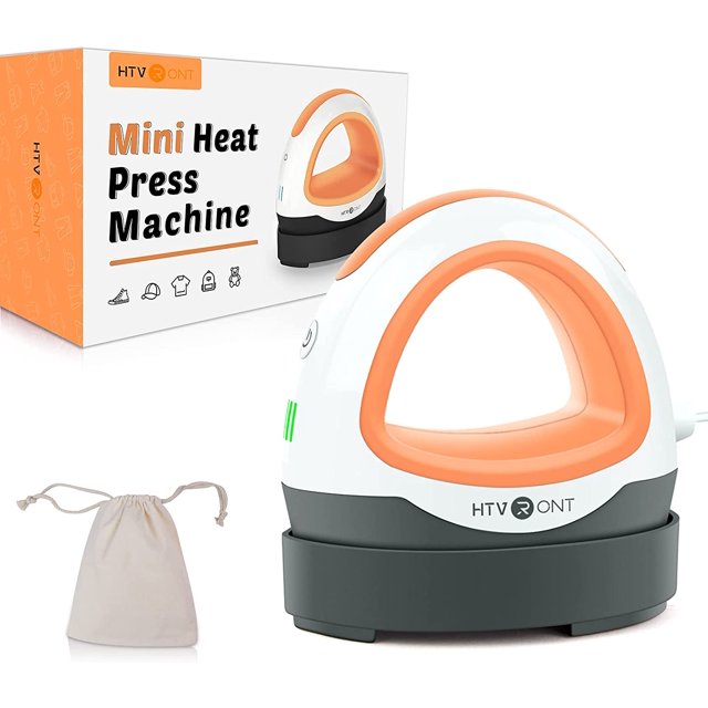 HTVRONT Mini Presse à Chaud pour Projets Vinyle HTV Petite Presse à Repasser pour Transfert de Chaleur (Orange)