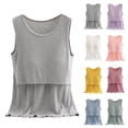 thumbnail image 1 of Sentmoon Camisole de Maternité Ample à Col Rond Extensible Haut d'Allaitement Uni Sans Manches à Bretelles Spaghetti Chandails d'Allaitement Stylés pour le Bureau Jaune TTTG, 1 of 4