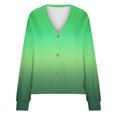 thumbnail image 4 of Chandails à Col Roulé pour Femmes à Manches Longues Cardigan Décontracté à Dégradé à Manches Longues Veste Manteau Hauts S-25 Vert P, 4 of 5