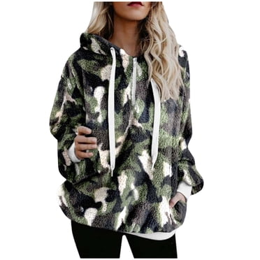 Rbaofujie Chandails d'Automne pour Femmes Chandail à Capuchon d'Hiver pour Femmes Doublé en Molleton Faux Chaud à Manches Longues avec Poche Fermeture Éclair Haut Ample Chandail Vert Chandails à Capuchon pour Femmes