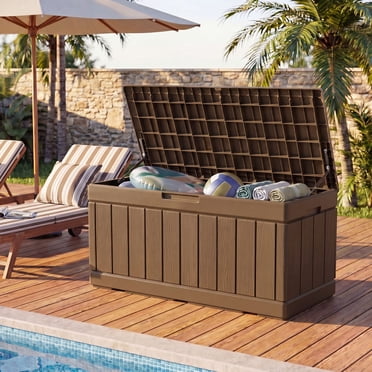 Homall 82 Gallon Outdoor Storage in Resin Deck Box Lockable Deck Box, Brown