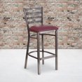 thumbnail image 4 of HERCULES Series Clear Coated Ladder Back Metal Restaurant Barstool - Burgundy Vinyl Seat, 4 of 6