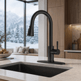 thumbnail image 2 of APPASO Matte Black Kitchen Faucet with Pull Down Sprayer, Stainless Steel Single Handle Bar Sink Faucet, 3 Spray Modes, 360° Swivel Spout, Deck Plate Included, 2 of 11