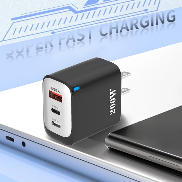 CQCYD Americas Standard Charging Head, 1U+2C Multi Port USB Fast Charging Power Adapter, 200W Wall Charger for 15 Pro Laptop, 3-Port Desktop Charger Block Compatible With Various Devices