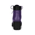 thumbnail image 2 of Unique Bargains Women's Chunky Heel Lace Up Zipper Combat Boots Purple (Size 8), 2 of 7