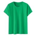 thumbnail image 4 of Women Full Sleeve Tops Short Sleeve Round Neck Top Plus Size Solid Color Basic T-Shirts,Womens Elbow Sleeve Tops, 4 of 5