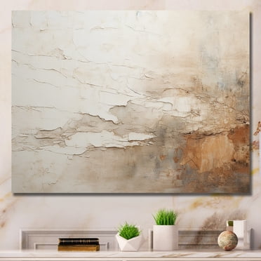 Designart - Beige Canvas Wall Art, Abstract Printed Wall Art, Fusion Of Beige And Brown Paint, Abstract Wall Art Decor, 32x24 inches