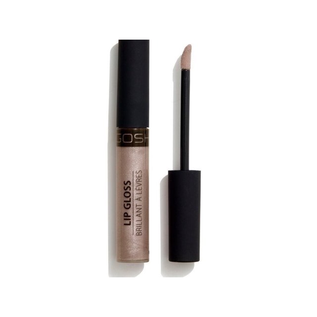 GOSH - Lip Gloss - 0055 avec un tube Transparent Contenant du Brillant beige Pâle et un Capuchon Noir Mat avec Applicateur, Offrant une Formule Antiadhésive et Hydratante Qui Offre une Brillance Ultime et Peut Être Utilisée Seule Ou par-Dessus un Rouge à Lèvres pour Améliorer la Plénitude des Lèvres.