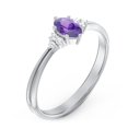 thumbnail image 3 of Birthstone Oval Ring with Shoulder Accents - Amethyst (February), 3 of 5