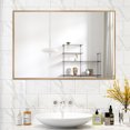 thumbnail image 3 of NeuType Miroir Rectangulaire Mural Doré 36"x24 Pouces, 3 of 7