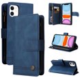 thumbnail image 1 of Case for iPhone 12 Cover Zipper Pocket Wallet Case Magnetic Protective - Blue, 1 of 5