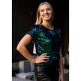 thumbnail image 2 of Sparkle Full Sequin Tops for Women Short Sleeve Shiny Shirt Blouse, 2 of 5