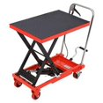 thumbnail image 1 of TROPOW 500lbs Hydraulic Lift Table Cart - 28.5" Lifting Height, Single Scissor Manual Lift with 4 Wheels & 3mm Non-Slip Pad for Material Handling and Transportation - Red, 1 of 6