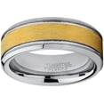 thumbnail image 3 of Tungsten Carbide Men's Goldtone Brushed Textured Center Ring Band, 8 mm Comfort Fit, 3 of 4