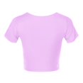 thumbnail image 5 of JIRNDf Hauts pour Femmes T-Shirts d'Été Tendance Mode Manches Courtes Mignon Court Basique Col Rond Coupe Ajustée Blouse pour Femmes Tunique Décontractée Hauts Argent P, 5 of 5