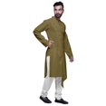thumbnail image 4 of Atasi Kurta pour Homme en Satin de Coton, Col Chinois Uni, Kurta Long pour Homme, 4 of 5