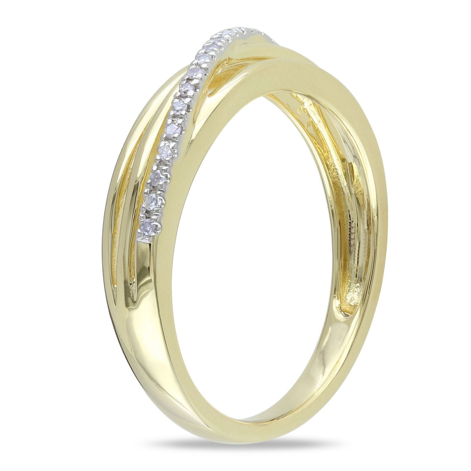 Miabella Diamond Accent Yellow Rhodium Plated Sterling Silver Anniversary Ring